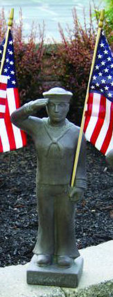 Armed Forces Navy Soldier Sculpture with American Flag Cement